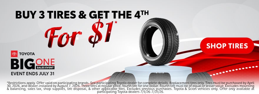 Buy 3 Tires, Get The 4th for $1