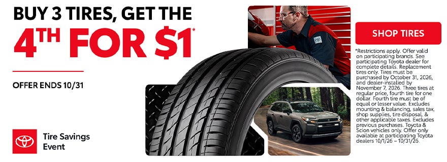 Buy 3 Tires, Get The 4th for $1